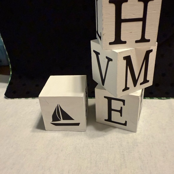 White HOME Decorative Blocks with Design - Picture 12 of 14